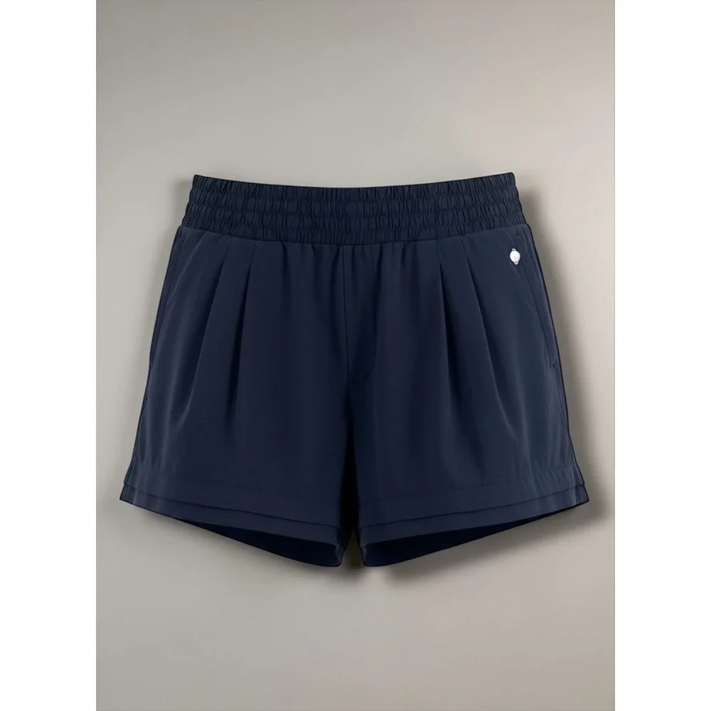 Calia Anywhere Petal Shorts‎ Navy Blue Smocked Waist Pleated Athletic L